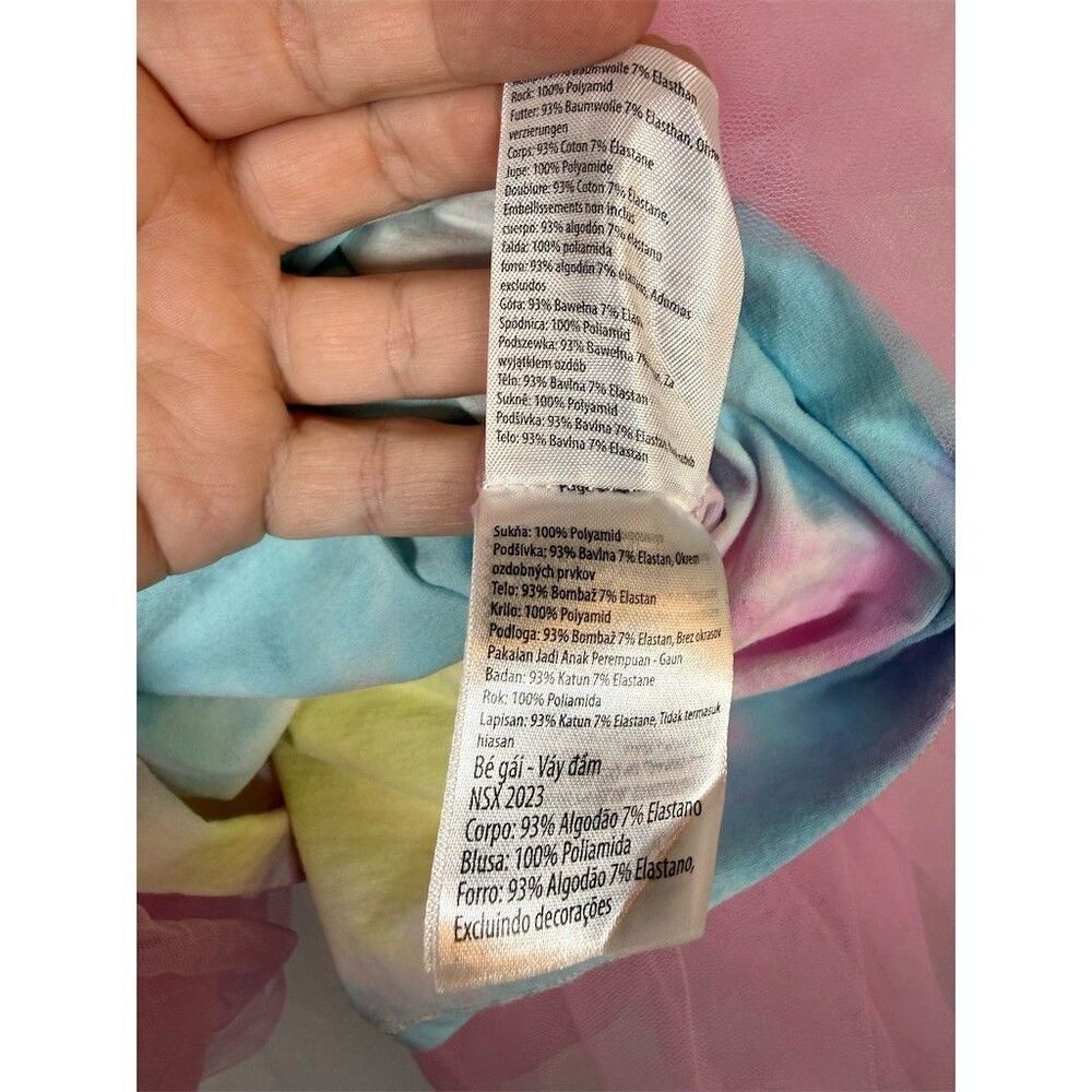 Barbie Girls Dress Size 3T Multicolor Tie-Dye Tulle Tutu Knee Length - Picture 14 of 14